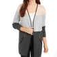 Charter Club Women's Milano Colorblocked Cotton Completer Sweater Gray Size Petite X-Large