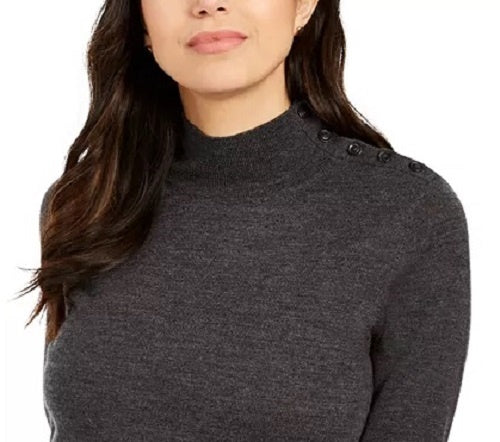 Charter Club Women's Merino Wool Turtleneck Dark Gray Size X-Large