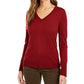 Charter Club Women's Button Cuff V Neck Merino Wool Sweater Wine Size Large