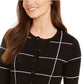 Charter Club Women's Windowpane Button Cardigan Black Size X-Small
