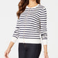 Charter Club Women's Striped Toggle Closure Cardigan White Size Petite Small