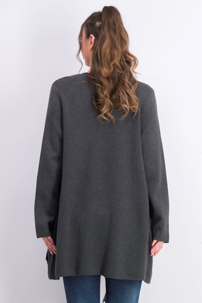 Charter Club Women's Milano Cotton Open-Front Cardigan Dark Gray Size Extra Large