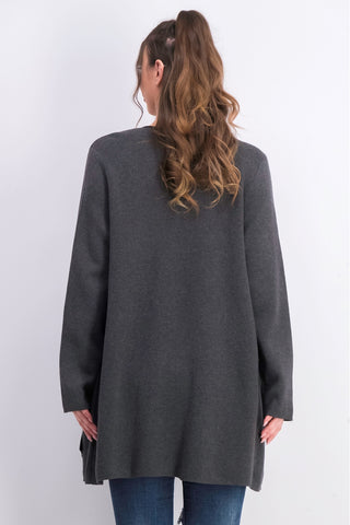 Charter Club Women's Milano Cotton Open-Front Cardigan Dark Gray Size Extra Large