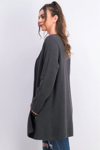 Charter Club Women's Milano Cotton Open-Front Cardigan Dark Gray Size Extra Large