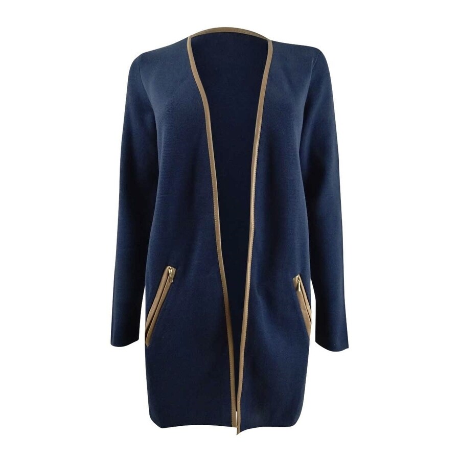 Charter Club Women's Petite Milano Cotton Completer Sweater Blue Size Petite Small