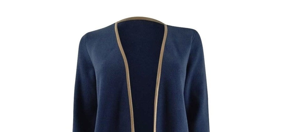 Charter Club Women's Petite Milano Cotton Completer Sweater Blue Size Petite Small