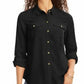 Charter Club Women's Two Pocket Shirt Black Size X-Large