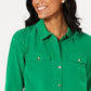 Charter Club Women's Two Pocket Shirt Green Size Large