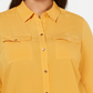 Charter Club Women's Plus Button Front Shirt Gold Size 4X