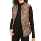 Charter Club Women's Printed Zip Front Vest Beige Size Petite Medium