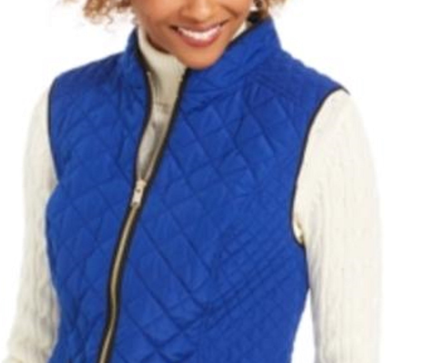 Charter Club Women's Quilted Stand-Collar Vest Blue Size X-Large