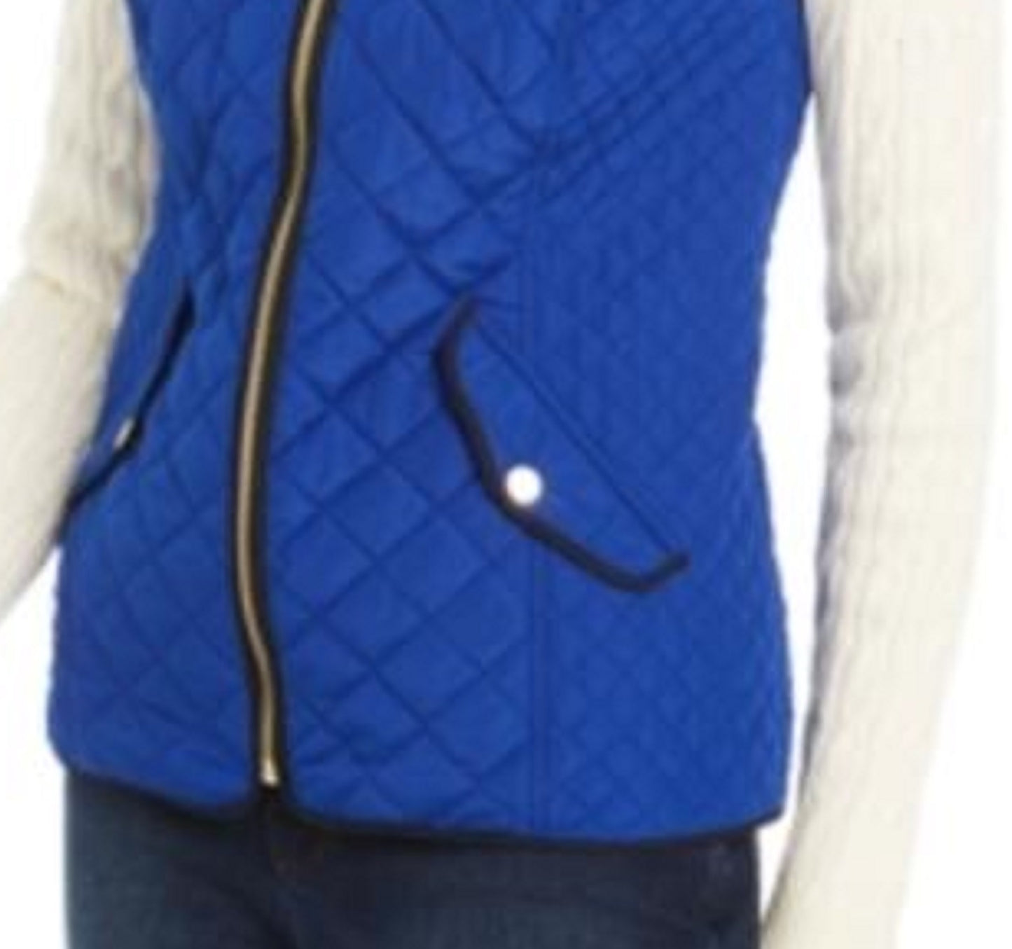 Charter Club Women's Quilted Stand-Collar Vest Blue Size X-Large