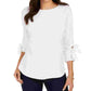 Charter Club Women's Textured Tie-Cuff Top  White Size Large