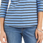 Charter Club Women's Printed 3/4 Sleeve Top Blue Size PM