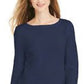 Style & Co Women's Ruffle Hem Knit Sweater Navy Size Large