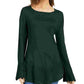 Style & Co Women's Ruffle Hem Knit Sweater Green Size Small