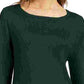 Style & Co Women's Ruffle Hem Knit Sweater Green Size Small