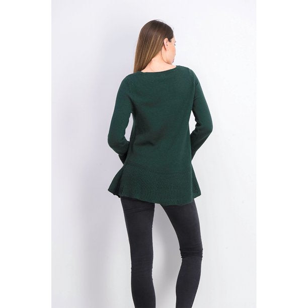 Style & Co Women's Ruffle Hem Knit Sweater Dark Green Size XX Large