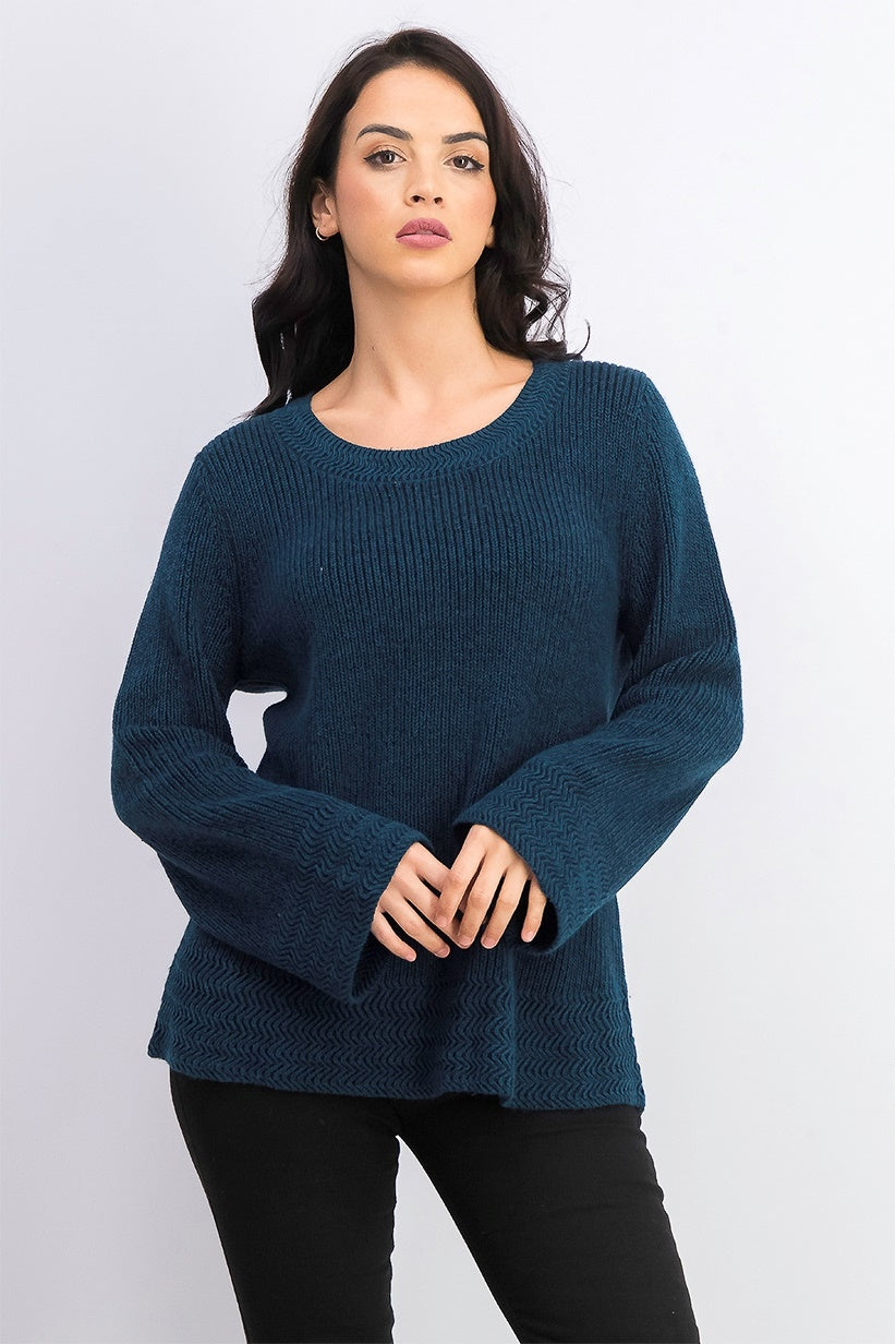 Style & Co Women's Boxy Knit Pullover Sweater Green Size Large