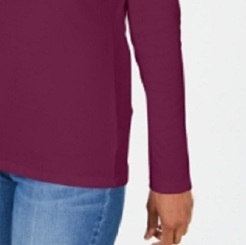 Karen Scott Women's Satin-Trim Scoop-Neck Top Red Size Small