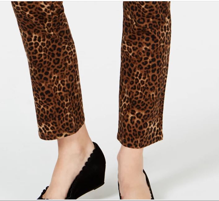 Charter Club Women's Animal Print Lexington Straight Leg Jeans Brown Size 10