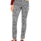 Charter Club Women's Animal-Print Lexington Straight Leg Jeans White Size 14