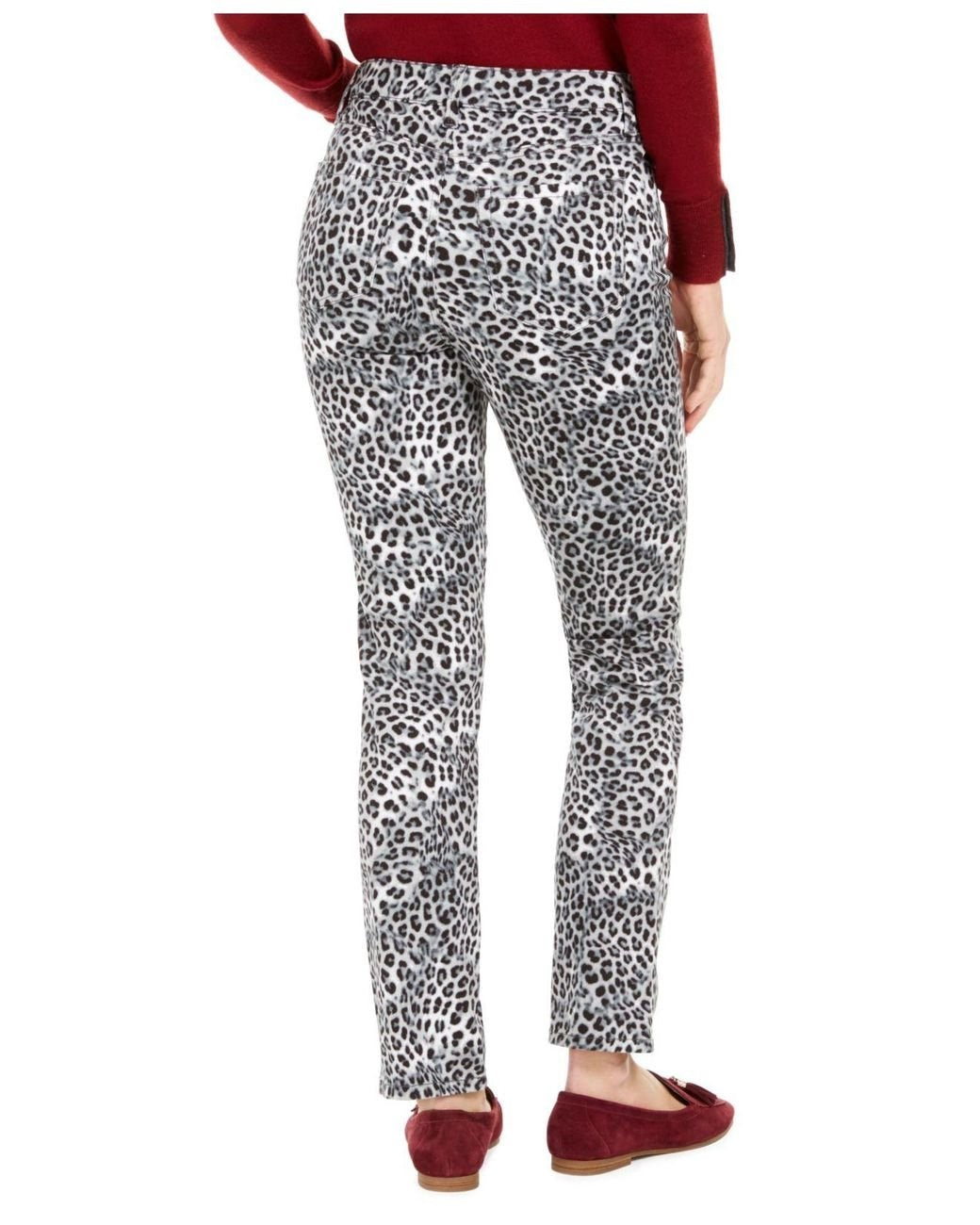 Charter Club Women's Animal-Print Lexington Straight Leg Jeans White Size 14