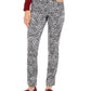 Charter Club Women's Animal Print Lexington Straight Leg Jeans White Size 8