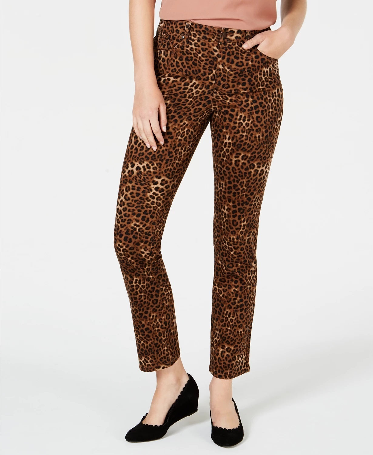 Charter Club Women's Lexington Animal Print Jeans Brown Size 28W