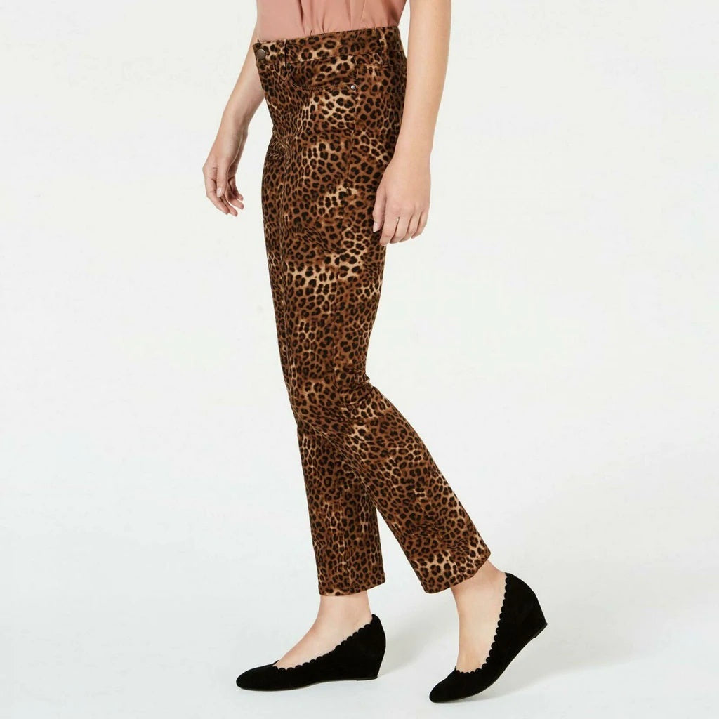 Charter Club Women's Lexington Animal Print Jeans Brown Size 28W