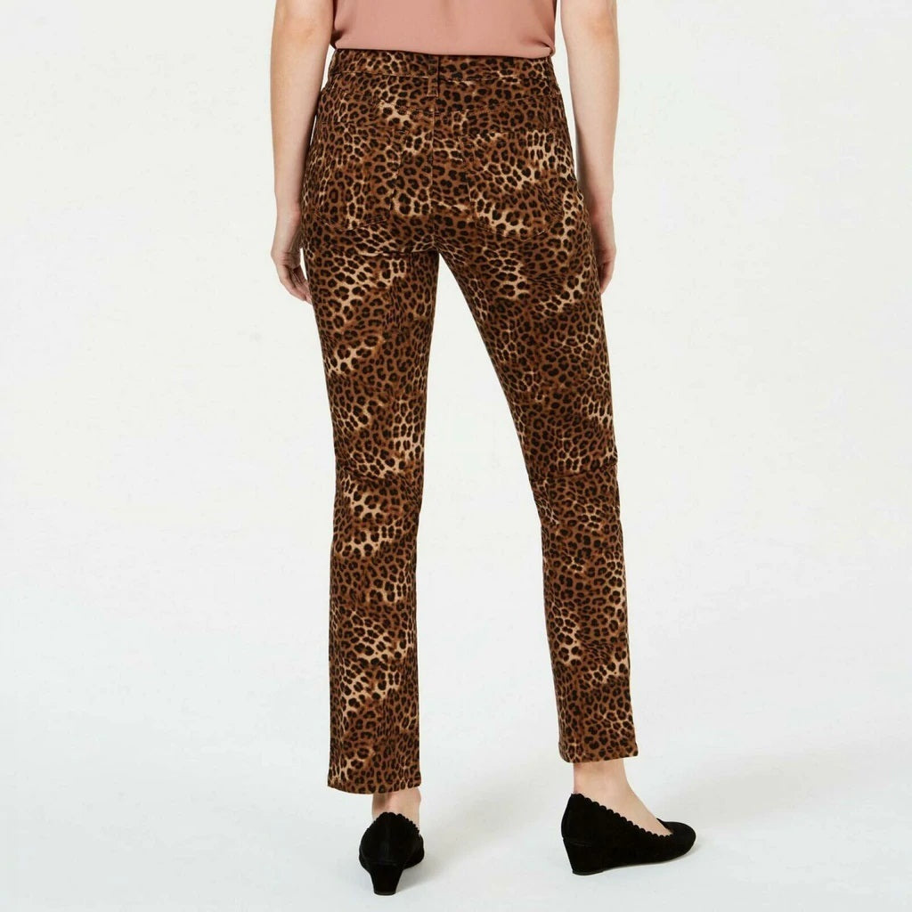 Charter Club Women's Lexington Animal Print Jeans Brown Size 28W