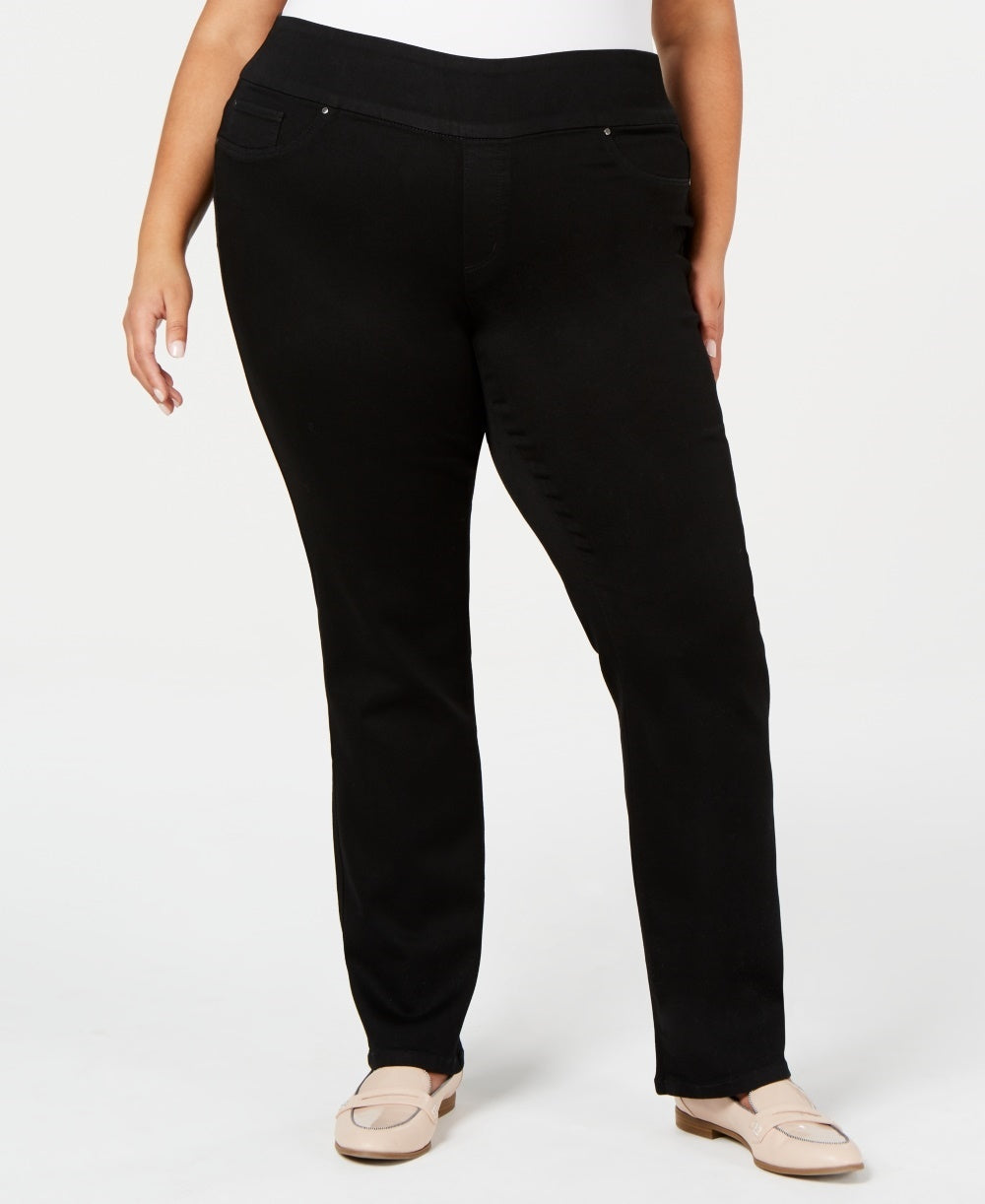 Charter Club Women's Straight Leg Pull On Jeans Black Size 26W