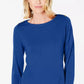 Karen Scott Women's Petite Button-Shoulder Sweater Navy Size Medium