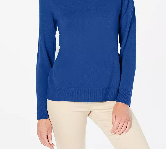 Karen Scott Women's Petite Button-Shoulder Sweater Navy Size Medium