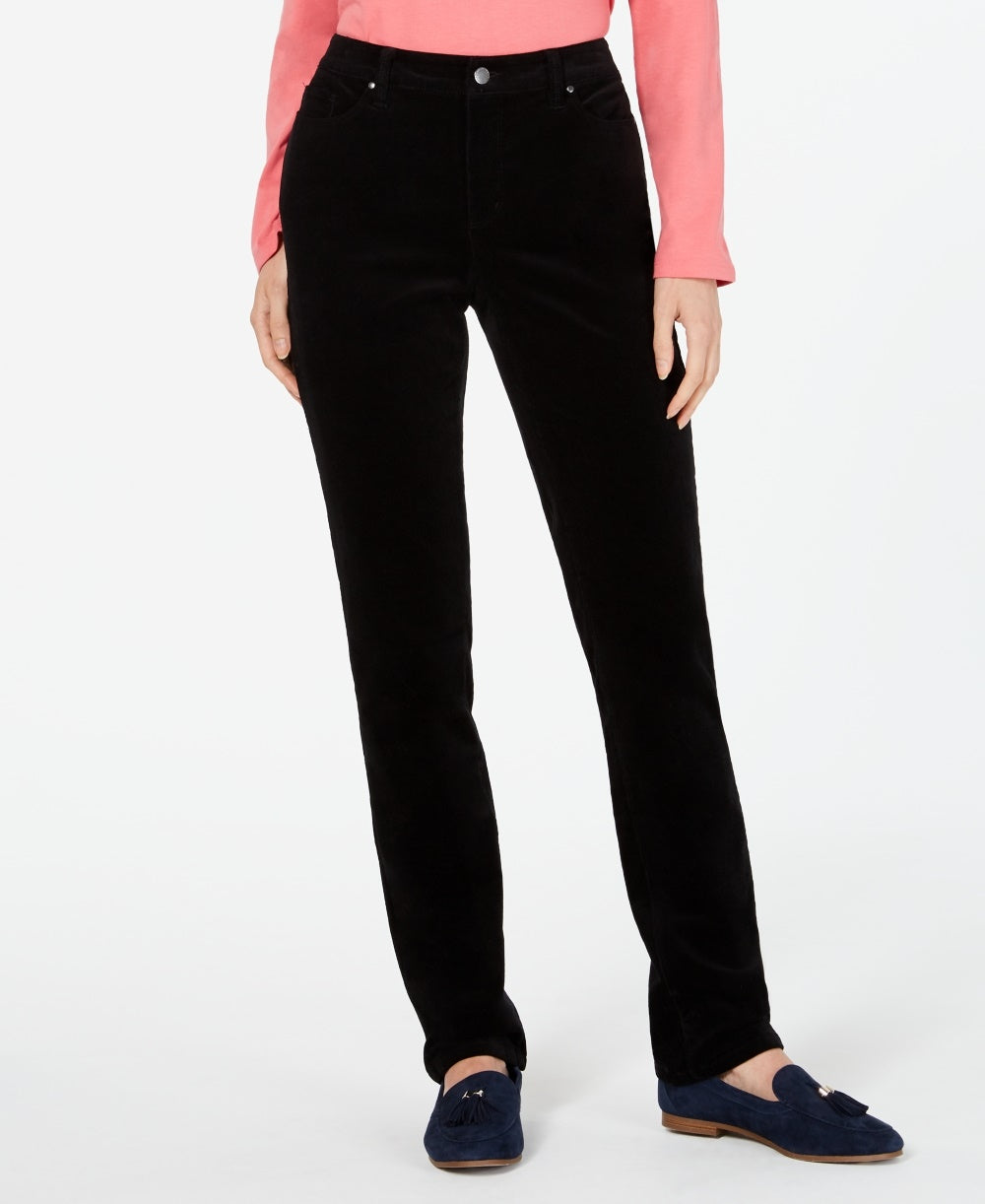 Charter Club Women's Lexington Corduroy Tummy Control Pants Black Size 4