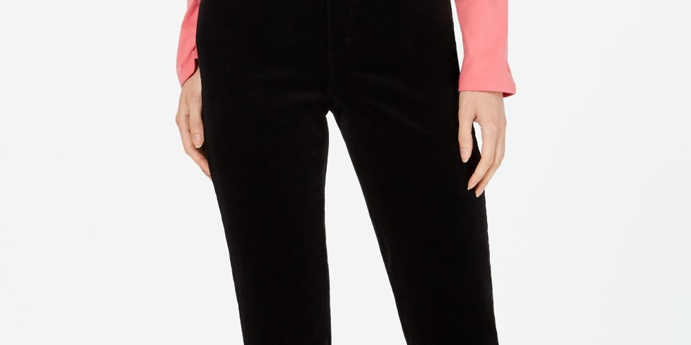 Charter Club Women's Lexington Corduroy Tummy Control Pants Black Size 4