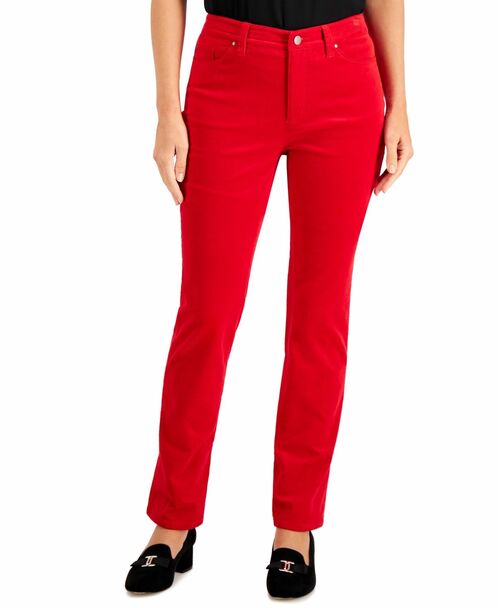 Charter Club Women's Lexington Corduroy Tummy Control Pants Red Size 12