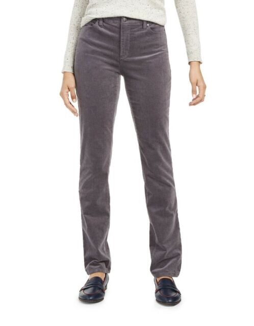 Charter Club Women's Lexington Straight-Leg Corduroy Pants Dark Gray Size 4 Petite