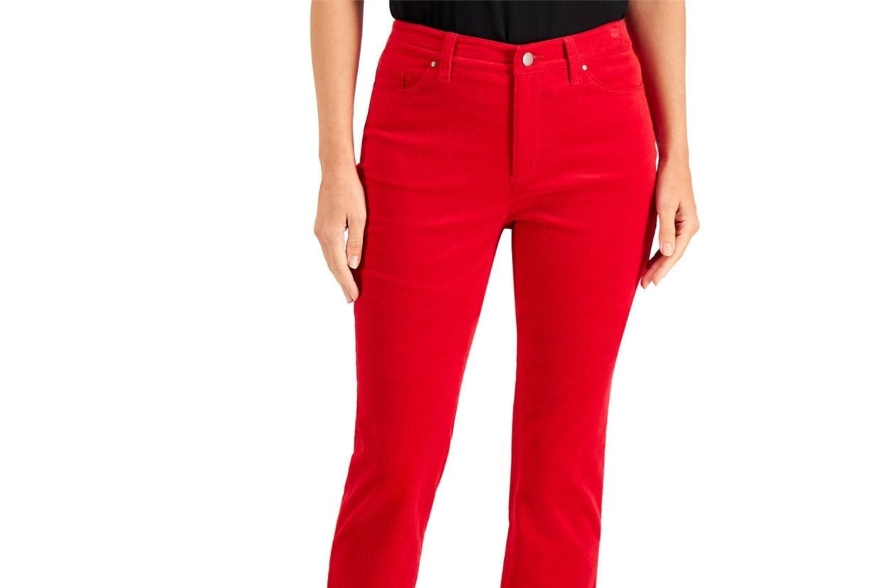 Charter Club Women's Petite Lexington Straight-Leg Corduroy Pants Bright Red Size 16 P