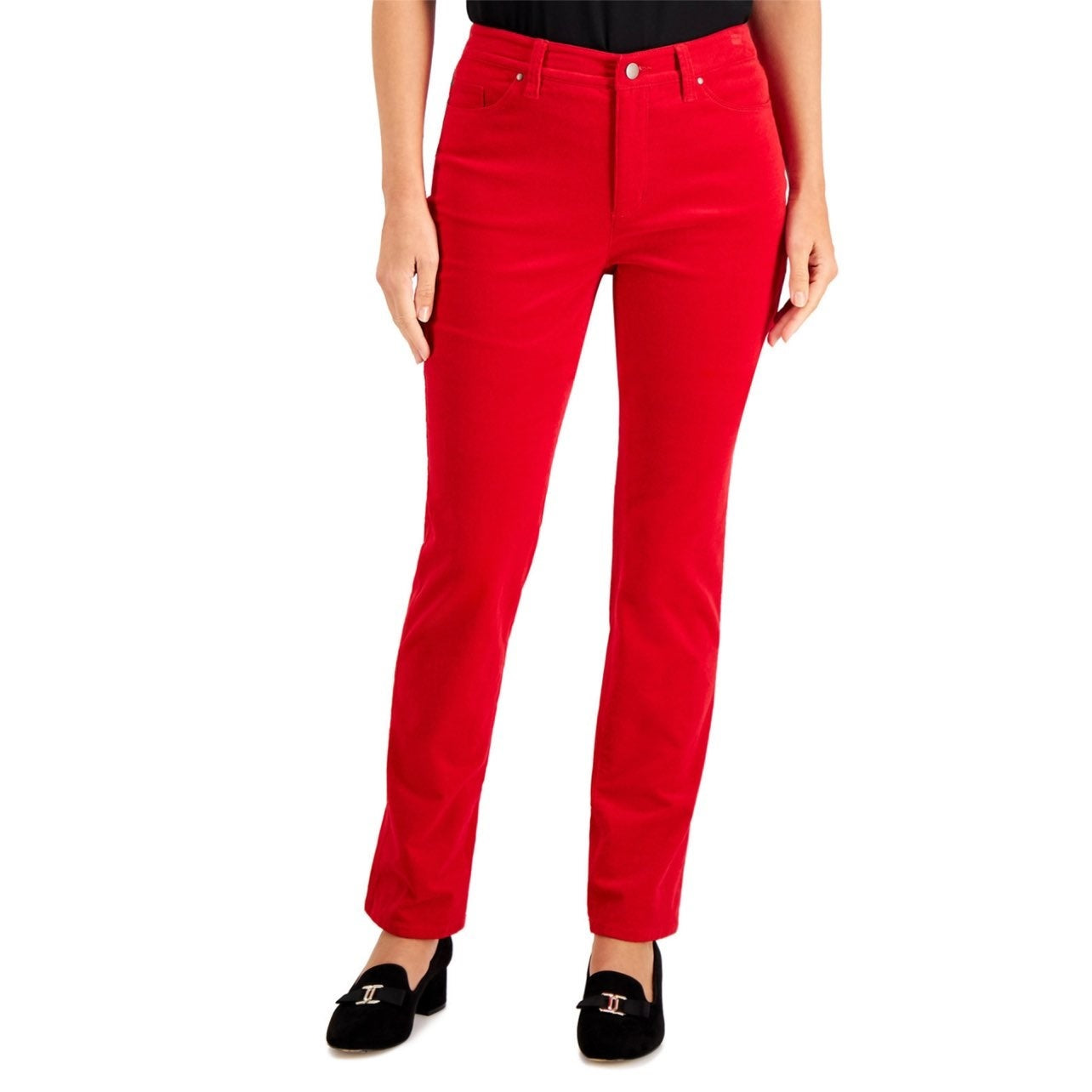 Charter Club Women's Petite Lexington Straight-Leg Corduroy Pants Bright Red Size 4 P