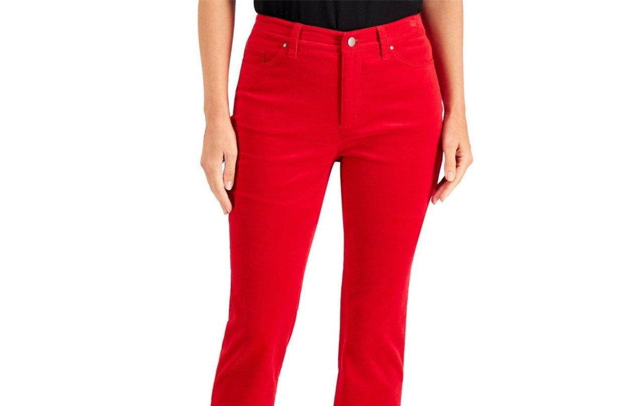 Charter Club Women's Petite Lexington Straight-Leg Corduroy Pants Bright Red Size 4 P