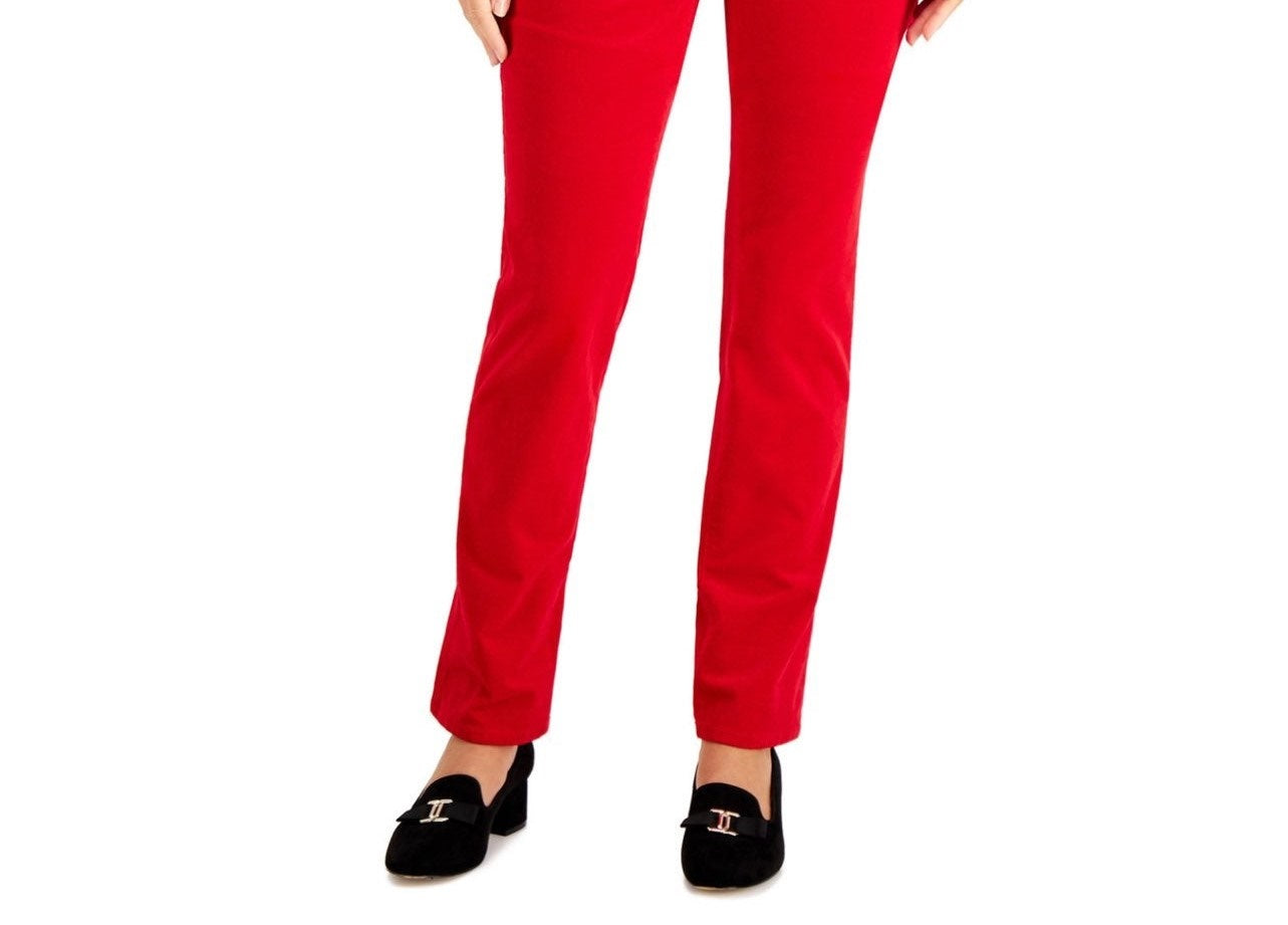 Charter Club Women's Petite Lexington Straight-Leg Corduroy Pants Bright Red Size 4 P
