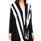 Alfani Women's Striped Open Front Cardigan Black SizePetite Large