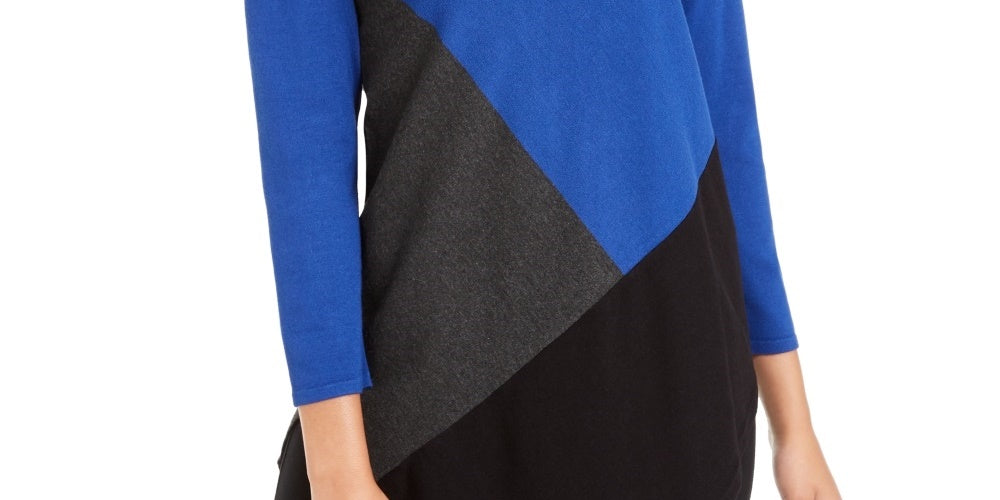 Alfani Women's Asymmetrical Colorblocked Sweater Blue Size XX-Large