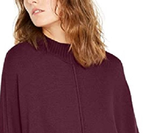 Alfani Women's Faux-Fur-Cuff Poncho Dark Red Size Large