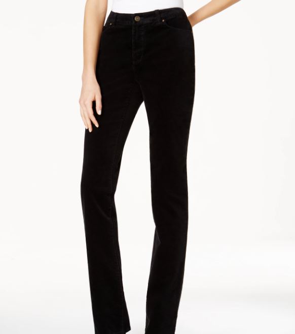 Charter Club Women's Lexington Corduroy Tummy Control Pants Black Size 10