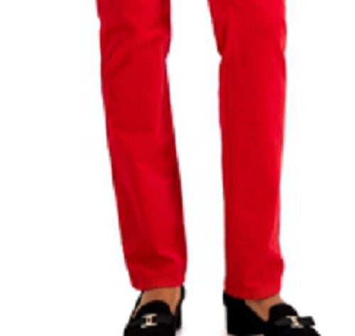 Charter Club Women's Lexington Velveteen Tummy-Control Straight Leg Jeans Red Size 4