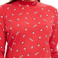 Karen Scott Women's Skiing Penguins Printed Mock Neck Top Red Size X-Small