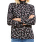 Karen Scott Women's Printed Turtleneck Top Black Size Large