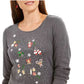 Karen Scott Women's Cotton Glitter Print Top Charcoal Size Medium